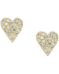KAMARIA - 14k Yellow & Diamond Heart Earrings - Lyst