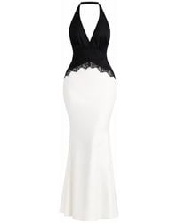 Icon Leva - Adel Lace And Satin Halter Maxi Dress - Lyst