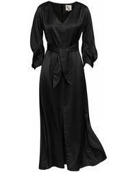 Julia Allert - Satin Ankle-Length Dress With Belt - Lyst