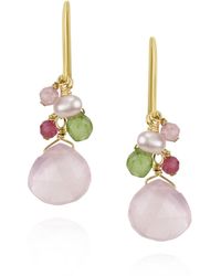 MOUNIR LONDON - Rose Quartz Cluster Drop Earrings - Lyst