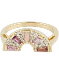 Artisan - 18k Gold Natural Diamond Sapphire Rhodolite Tourmaline Opal Cocktail Ring Handmade Jewelry - Lyst