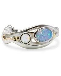 Isla Silver - The Duo Sterling Opal Ring With Detail - Lyst