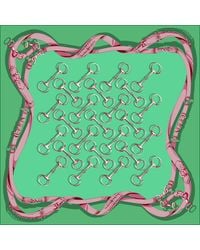 Lazyjack Press - Off To The Races Kelly Italian Silk Scarf - Lyst