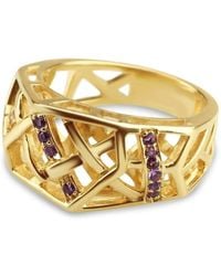 Bellus Domina - Plated Crossover Amethyst Ring - Lyst