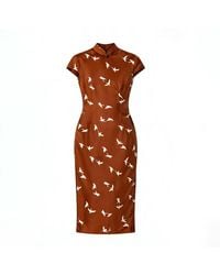 Silkinc - Swan Goose Backless Dark Cheongsam - Lyst