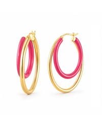 Gold & Honey - Double Oval Enamel Hoop Earrings - Lyst