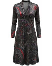 Conquista - Elegant Printed Wrap-Style Midi Dress With Long Sleeves - Lyst