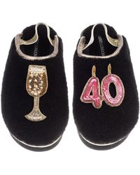 Laines London - Flatform Cloud Closed Toe Slippers With 40Th Birthday & Champagne Glass Brooches - Lyst