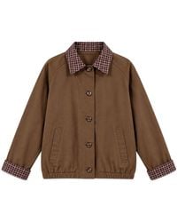LAtelier London - Utility Jacket With Checked Collar, Turn-Up Cuffs & Pockets - Lyst