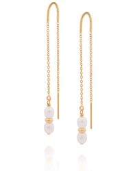 Nellou Jewellery - Ellen Pearl Fall Earrings Plated Sterling - Lyst
