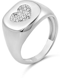 SHYMI - Pave Heart Signet Ring - Lyst