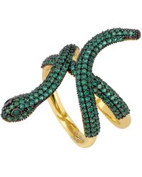LÁTELITA London - Serpentina Snake Cocktail Ring Gold Emerald Cz - Lyst