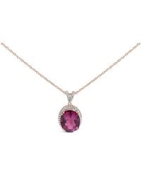 Haus of Brilliance - 14K Rose Vermeil 1/5 Cttw Diamond Quartz Oval Pendant Necklace - Lyst