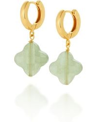 Nellou Jewellery - Clover Gem Hoop Earrings Aventurine Plated Sterling - Lyst