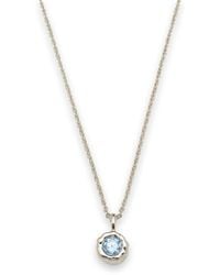 Classicharms - Skyler Molten Mini Solitaire Aquamarine Pendant Necklace - Lyst