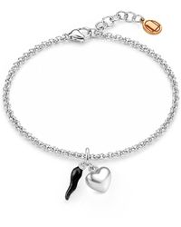 Unaloe - Sterling Cornicello & Heart Charm Bracelet – Enamel Italian Good Luck Jewelry, Handmade Lucky Talisman - Lyst