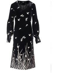 Smart and Joy - Golden Embroidery Velvet V-Neck Dress - Lyst