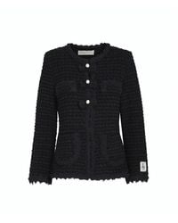 The Extreme Collection - Classic Textured Tweed Jacket With Pearl Button Accents Zoe - Lyst