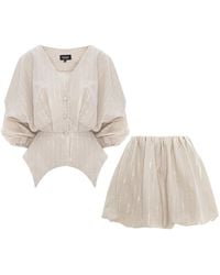 BLUZAT - Asymmetrical Two-Piece Set With Bubble Skirt - Lyst