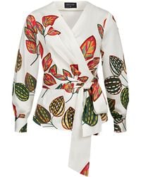 Marianna Déri - Wrap Blouse With Leaf Print - Lyst