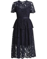 Rumour London - Lucia Lace Midi Dress With Peplum - Lyst