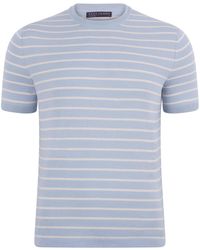 Paul James Knitwear - Mens Ultra-fine Cotton Javier Knitted Pin Stripe T-shirt - Lyst