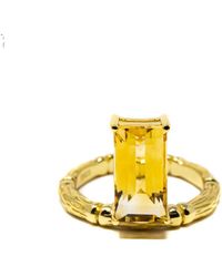 NASI SILVER - Floating Baguette Bamboo Gemstone Ring- Citrine - Lyst