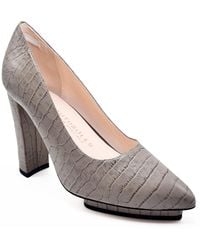 Beautiisoles by Robyn Shreiber Made in Italy - Neutrals Pippa Taupe Embossed Leather Work Wedding Evening Platform Pump - Lyst
