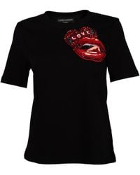 House of Laines London - Laines Couture Embellished Love Lips T-Shirt - Lyst