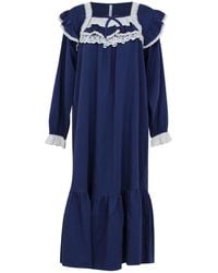 Luna Luz - Helen Cotton Square-Neck Long-Sleeve Nightdress - Lyst