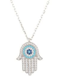 LÁTELITA London - Hamsa Hand With Evil Eye Pendant Necklace Turquoise Silver - Lyst