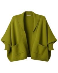 Saachi - Open Front Oversized Lime Cardigan Sweater - Lyst