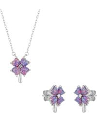 Spero London - Opal Four Leaf Clover Sterling Necklace & Earrings Set - Lyst