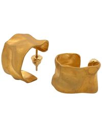 LINYA JEWELLERY - Hoop Vintage Style Hammered Pattern Matte Earring - Lyst