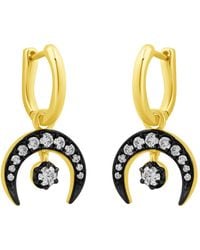 Artisan - 14K Diamond Crescent Half Moon Hoop Earrings - Lyst
