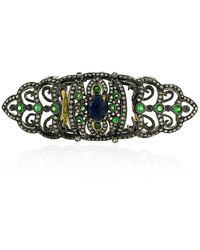 Artisan - Gemstone Knuckle Ring Pave Diamond 18k Gold 925 Sterling Silver Jewelry - Lyst