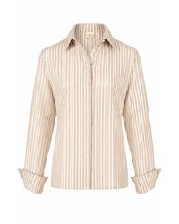 Gunda Hafner Ltd - Neutrals And Striped Cotton Linen Blend Shirt - Lyst