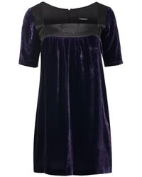 Conquista - Short Sleeve Empire Line Silk Rayon Velvet Dress - Lyst