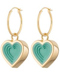 Lily Charmed - Gold Plated Turquoise Heart Charm Hoop Earrings - Lyst