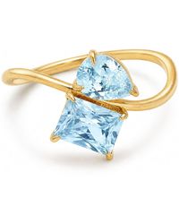 Belinda Jewelz - Aquamarine Wavy Toi Et Moi Birthstone Ring - Lyst