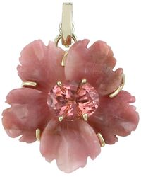 Artisan - 14K Carved Onyx & Tourmaline Flower Pendant - Lyst