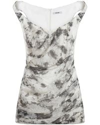 Nocturne - Abstract Print Off-Shoulder Ruched Mini Dress - Lyst
