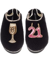 Laines London - Flatform Cloud Closed Toe Slippers With 21St Birthday & Champagne Glass Brooches - Lyst