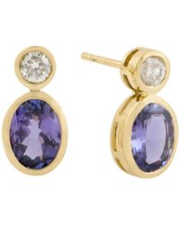 Artisan - Tanzanite & Diamond Drop Stud Earrings - Lyst