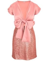 Noria Anis - Rose Afterglow Bow-Front Mini Dress - Lyst