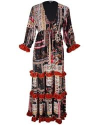 Jennafer Grace - Lucia Cinnabar Velvet Ruffle Maxi Dress - Lyst