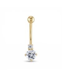 Zahav Jewelry - 10K Solid 14G Double Cz Belly Ring - Lyst