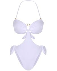 Mahogany Coast Swim - Desire Ruched Bandeau Side-Tie Swimsuit - Lyst