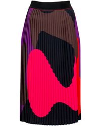 Lalipop Design - Colorful & Black Abstract Design Pleated Midi Skirt - Lyst