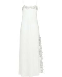 Avenue 8 - Silk Straight Neck Lace Midi Dress With Slit - Lyst